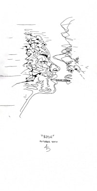 a drawing of a person smoking a cigarette