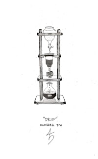 a drawing of a coffee brewer